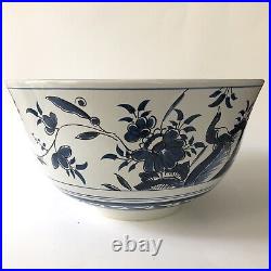 Delft OUD Punch Bowl Williamsburg CW4 Blue White Holland 1970 Vtg Art Pottery
