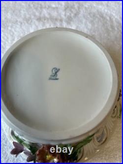 Dresden Reticulated Porcelain Bowl Applied Flowers Hand Painted Gold Gilt