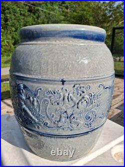 Early Drunken Gnomes Blue & White Earthen Ware /Stoneware Drink Cooler Tap Spout