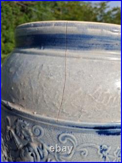 Early Drunken Gnomes Blue & White Earthen Ware /Stoneware Drink Cooler Tap Spout