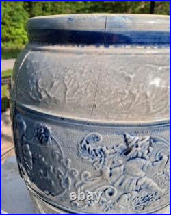 Early Drunken Gnomes Blue & White Earthen Ware /Stoneware Drink Cooler Tap Spout