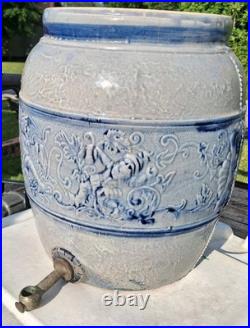 Early Drunken Gnomes Blue & White Earthen Ware /Stoneware Drink Cooler Tap Spout