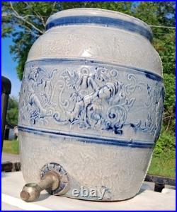 Early Drunken Gnomes Blue & White Earthen Ware /Stoneware Drink Cooler Tap Spout