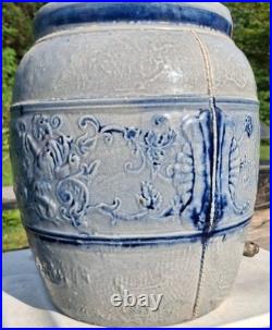 Early Drunken Gnomes Blue & White Earthen Ware /Stoneware Drink Cooler Tap Spout