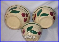 Early Vintage 1 Wattware & 2 Oven Ware Stoneware Mixing Bowls 6 7 & 8 Antique