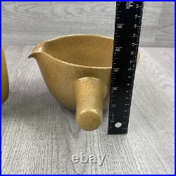Edith Heath vintage ceramics pottery Brownstone 2 pc Set MCM USA Mix Pour Bowl