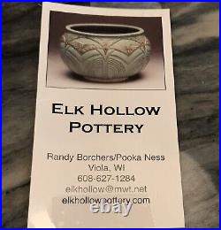 Elk Hollow Pottery Footed Brown Bowl Unique Beautiful 8 Diameter ACORN shape