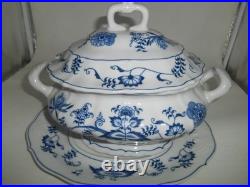 Excellent Blue Danube Soup Tureen with Lid and Under Plate Blue Onion Pattern