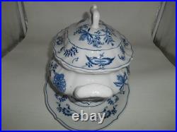 Excellent Blue Danube Soup Tureen with Lid and Under Plate Blue Onion Pattern