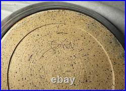 Exquisite vintage handmade Cindy dimensional heart brown glazed pottery bowl