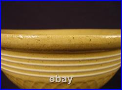 Extremely Rare Antique American 8 Inch 4 White Band Waffle Bowl Yellow Ware Mint
