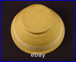 Extremely Rare Antique American 8 Inch 4 White Band Waffle Bowl Yellow Ware Mint