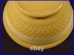 Extremely Rare Antique American 8 Inch 4 White Band Waffle Bowl Yellow Ware Mint