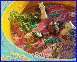 FAMILLE ROSE chinese porcelain bowl antique pot turtle vtg pottery silk box bird