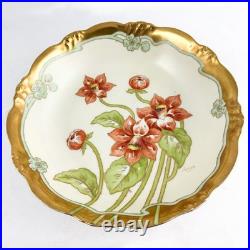 FRENCH Limoges Bowl Elite Works Floral Hand Painted, GOLD Trim, B. GONIA, MINT
