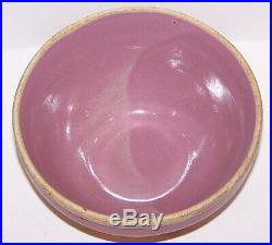 Fabulous Vintage Rare Set Of 4 Yellow Ware Stoneware Pottery Lavender Bowls
