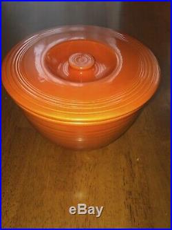 Fiesta Pottery Vintage Red Mixing Bowl w Bottom Rings & Lid no. 4