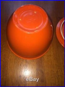 Fiesta Pottery Vintage Red Mixing Bowl w Bottom Rings & Lid no. 4
