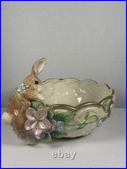 Fitz & Floyd Bunny Vintage Bowl Garden rhapsody Bunny Peeking at the Butterfly