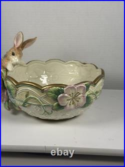 Fitz & Floyd Bunny Vintage Bowl Garden rhapsody Bunny Peeking at the Butterfly