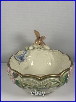 Fitz & Floyd Bunny Vintage Bowl Garden rhapsody Bunny Peeking at the Butterfly