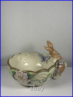 Fitz & Floyd Bunny Vintage Bowl Garden rhapsody Bunny Peeking at the Butterfly