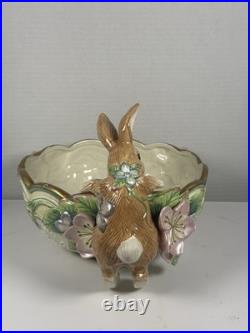 Fitz & Floyd Bunny Vintage Bowl Garden rhapsody Bunny Peeking at the Butterfly