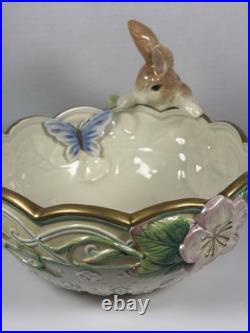 Fitz & Floyd Bunny Vintage Bowl Garden rhapsody Bunny Peeking at the Butterfly