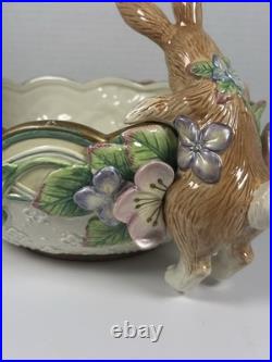 Fitz & Floyd Bunny Vintage Bowl Garden rhapsody Bunny Peeking at the Butterfly