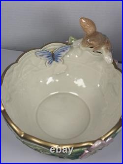 Fitz & Floyd Bunny Vintage Bowl Garden rhapsody Bunny Peeking at the Butterfly