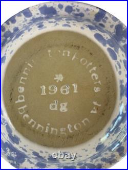 Four VTG Bennington Stonewear Blue Spongeware Soup Bowls A10131 Roseville