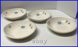 Franciscan Atomic Starburst Cereal Soup Bowls Set Of 4 Vintage Calif Pottery