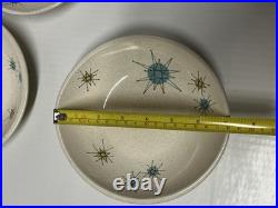 Franciscan Atomic Starburst Cereal Soup Bowls Set Of 4 Vintage Calif Pottery
