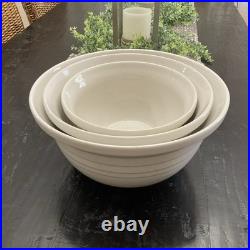 Friendship Pottery Roseville Ohio Nesting Mixing Bowl Set Of 3 Cream 4, 6, 8 QT