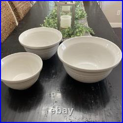 Friendship Pottery Roseville Ohio Nesting Mixing Bowl Set Of 3 Cream 4, 6, 8 QT