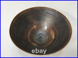 Fritz Art Pottery Raku Tea Bowl, Signed, 3 3/4 High x 6 3/4 Diameter