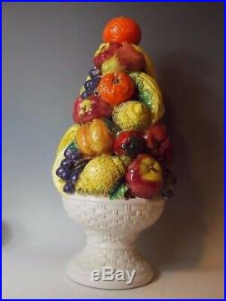 Fruit Vegetable Topiary Majolica Italy Vintage Centerpiece Tree Bowl MCM 20
