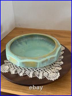 Fulper 1917-34 Arts And Crafts Pottery Yellow Green Ten-Sided Ceramic Bowl 455