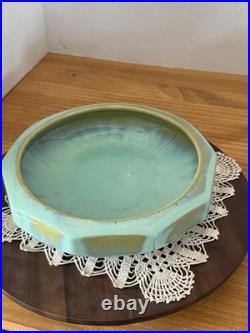 Fulper 1917-34 Arts And Crafts Pottery Yellow Green Ten-Sided Ceramic Bowl 455