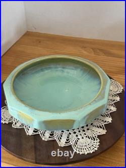 Fulper 1917-34 Arts And Crafts Pottery Yellow Green Ten-Sided Ceramic Bowl 455