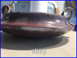 Fulper 2 Handled Flambé Low Bowl, Purple