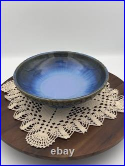 Fulper 4012 Blue/Green Glazed Footed Pottery Bowl CALLOUT
