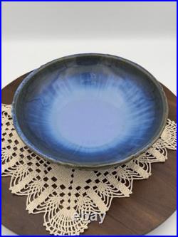 Fulper 4012 Blue/Green Glazed Footed Pottery Bowl CALLOUT