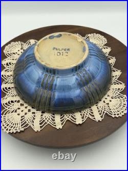 Fulper 4012 Blue/Green Glazed Footed Pottery Bowl CALLOUT