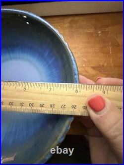 Fulper 4012 Blue/Green Glazed Footed Pottery Bowl CALLOUT