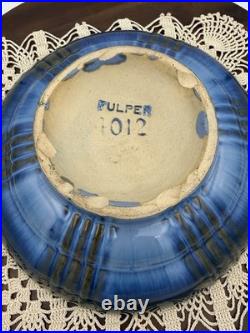 Fulper 4012 Blue/Green Glazed Footed Pottery Bowl CALLOUT