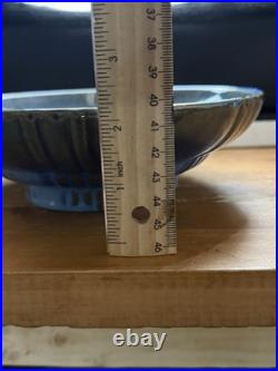 Fulper 4012 Blue/Green Glazed Footed Pottery Bowl CALLOUT