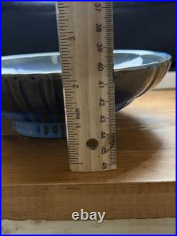 Fulper 4012 Blue/Green Glazed Footed Pottery Bowl CALLOUT