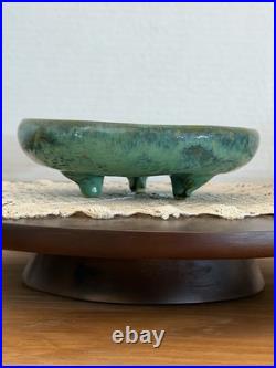Fulper Arts And Crafts Pottery Green Glaze Art Pottery Three Footed Low Bowl 401