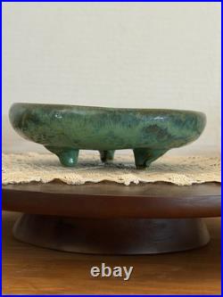 Fulper Arts And Crafts Pottery Green Glaze Art Pottery Three Footed Low Bowl 401